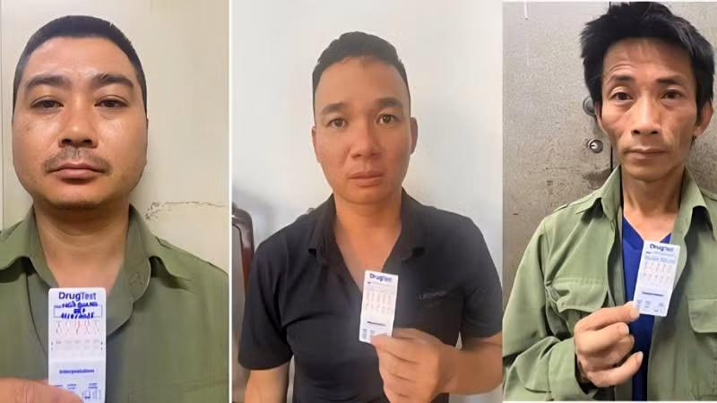 Các đối tượng Điệp, Hưng và Đại tại cơ quan Công an.