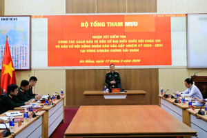 Thượng tướng Phạm Trường Sơn phát biểu tại buổi kiểm tra.