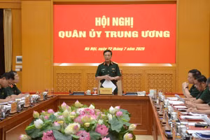 Đại tướng Phan Văn Giang chủ trì hội nghị. (Ảnh: Thế Đại)