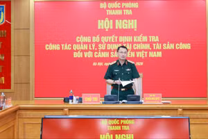 Trung tướng Nguyễn Quốc Duyệt, Chánh Thanh tra Bộ Quốc phòng chủ trì hội nghị.