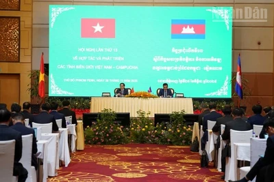 Hội nghị Hợp tác và phát triển các tỉnh biên giới Việt Nam-Campuchia lần thứ 13 được tổ chức tại Phnom Penh, Campuchia. (Ảnh: ĐINH TRƯỜNG)