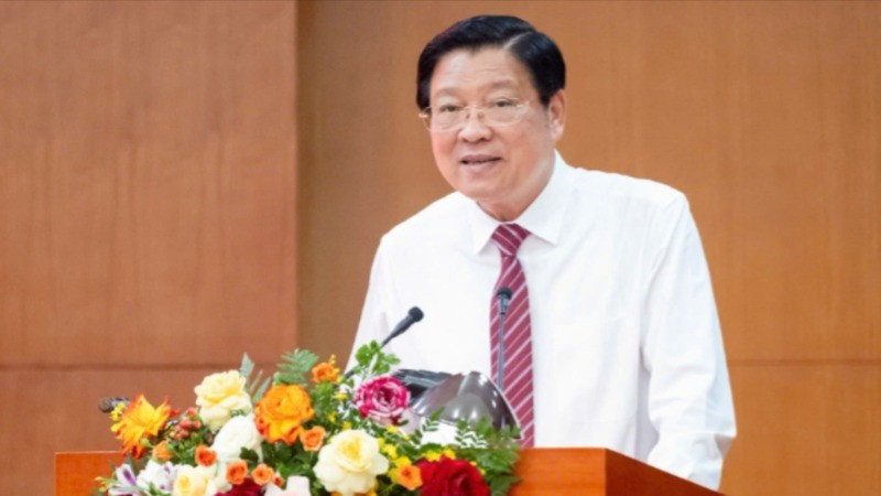 Đồng chí Phan Đình Trạc, Ủy viên Bộ Chính trị, Bí thư Trung ương Đảng, Trưởng Ban Nội chính Trung ương phát biểu tại Hội nghị triển khai nhiệm vụ 6 tháng cuối năm của Ban Nội chính Trung ương.