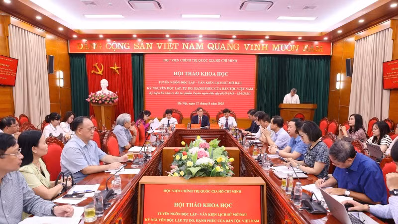 Quang cảnh hội thảo khoa học “Tuyên ngôn Độc lập - Văn kiện lịch sử mở đầu kỷ nguyên độc lập, tự do, hạnh phúc của dân tộc Việt Nam”.
