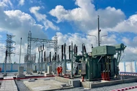 Trạm biến áp 110kV khu công nghiệp Hòa Bình và đường dây đấu nối (tỉnh An Giang) - một trong 2 công trình của EVNSPC chào mừng 80 năm Cách mạng Tháng Tám thành công và Quốc khánh 2/9.