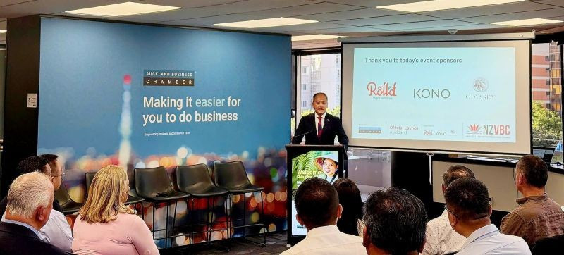 Đại sứ Phan Minh Giang phát biểu tại Lễ khai trương Hội đồng Kinh doanh New Zealand-Việt Nam.