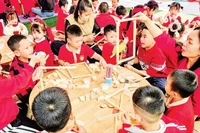 Học sinh Trường mầm non Đa Phúc trong giờ học.