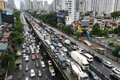 Đường Vành đai 3 trên cao. (Ảnh: QUỐC TOẢN)