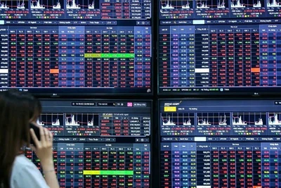 Nhà đầu tư theo dõi thị trường chứng khoán.