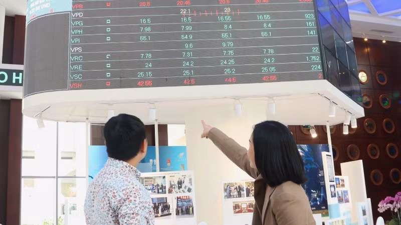Nhà đầu tư theo dõi diễn biến thị trường chứng khoán tại Sở Giao dịch chứng khoán Thành phố Hồ Chí Minh (HOSE). (Ảnh: TTXVN)