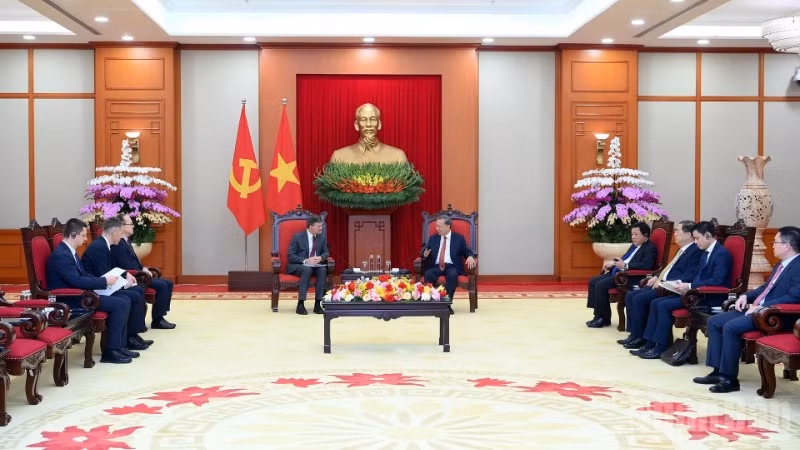 Quang cảnh cuộc tiếp tại Trụ sở Trung ương Đảng. (Ảnh: ĐĂNG KHOA)