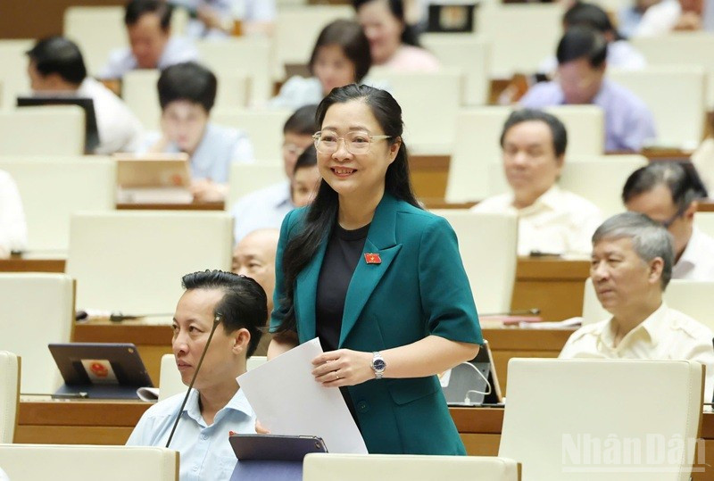 Đại biểu Nguyễn Thị Quyên Thanh (Vĩnh Long) phát biểu. (Ảnh: DUY LINH) ndo_br_nguyen-thi-quyen-thanh-vinh-long.jpg