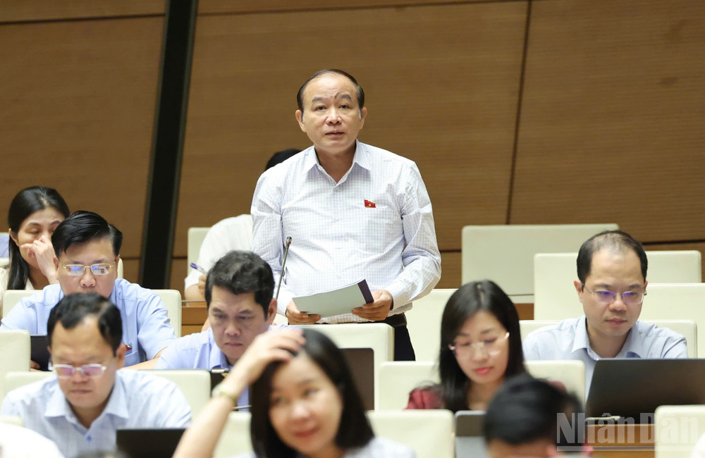 Đại biểu Lã Thanh Tân (Hải Phòng) phát biểu. (Ảnh: DUY LINH)