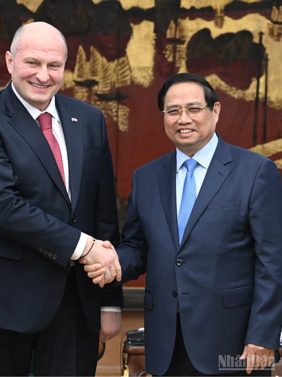 Thủ tướng Phạm Minh Chính và Bộ trưởng Bộ Tình trạng khẩn cấp Liên bang Nga Aleksandr Kurenkov. 