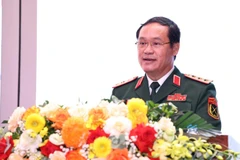 Đồng chí Thượng tướng Vũ Hải Sản, Ủy viên Trung ương Đảng, Thứ trưởng Quốc phòng phát biểu chỉ đạo tại đại hội. 