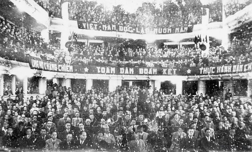 Quang cảnh buổi khai mạc kỳ họp thứ nhất, Quốc hội khoá I, ngày 2/3/1946. (Ảnh: Tư liệu TTXVN)