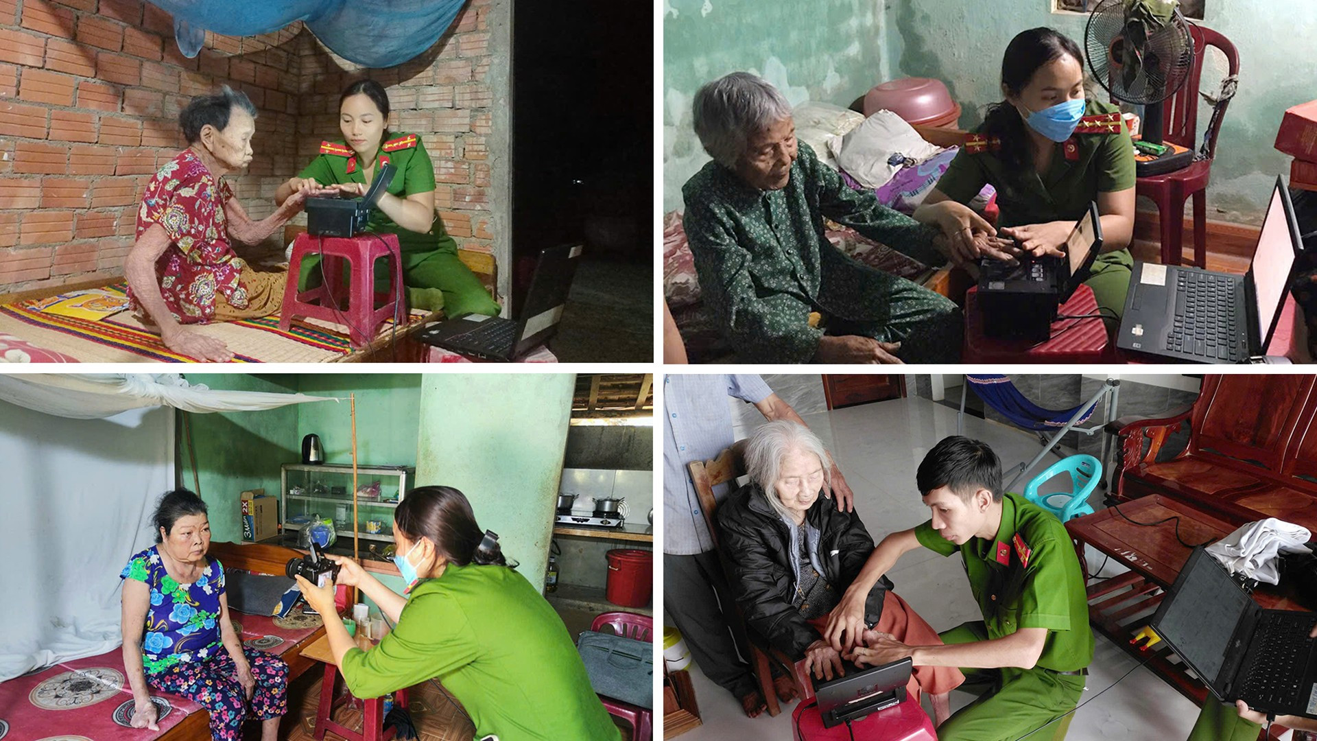 Cán bộ, chiến sĩ Công an Tiên Phước xuống tận nhà hỗ trợ người dân là người già, người tàn tật và người có hoàn cảnh khó khăn làm căn cước công dân. dnghep1.jpg