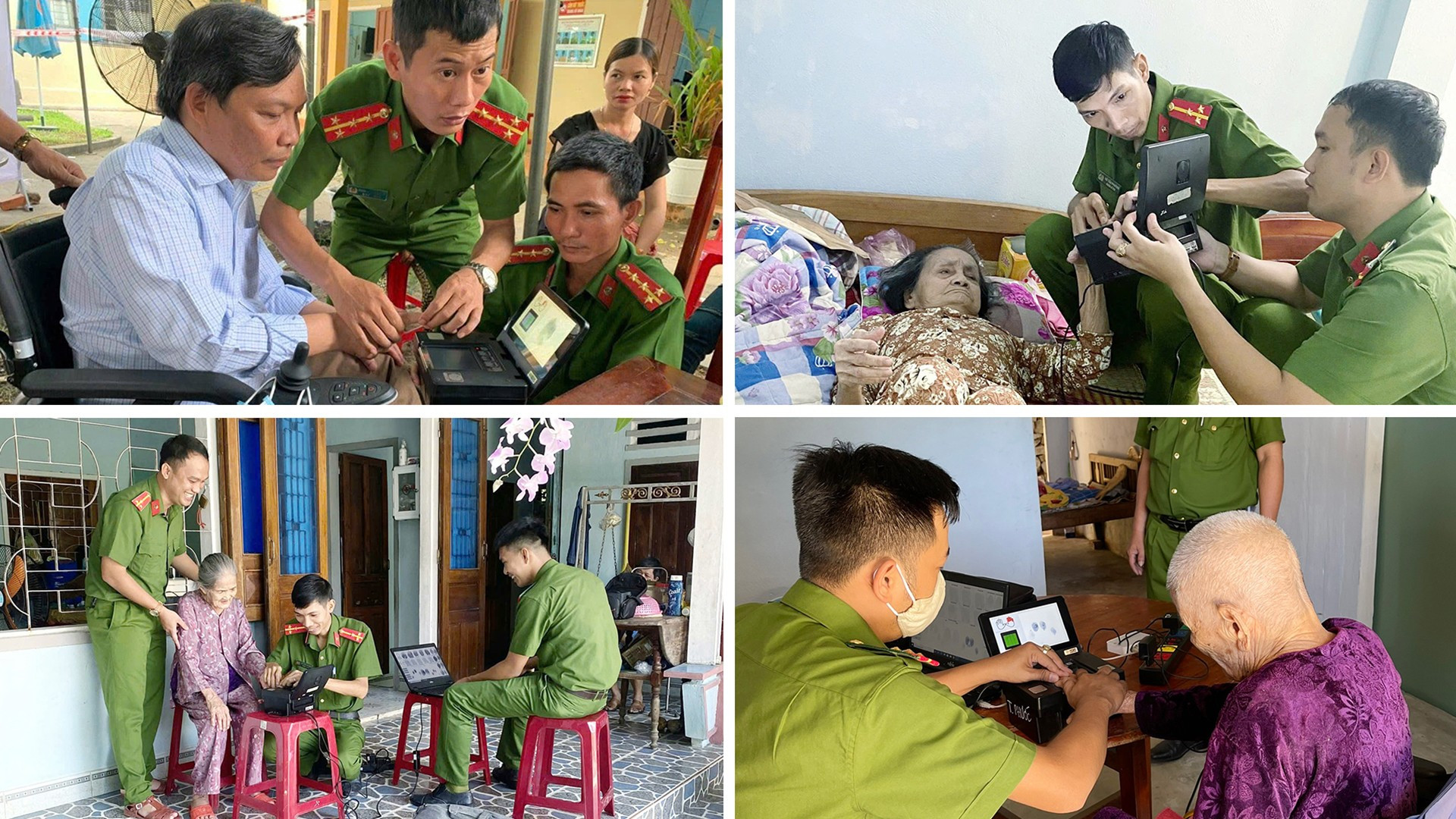 Cán bộ, chiến sĩ Công an xã Tiên Phước xuống tận nhà hỗ trợ người dân là người già, người tàn tật và người có hoàn cảnh khó khăn làm căn cước công dân. dnghep2.jpg