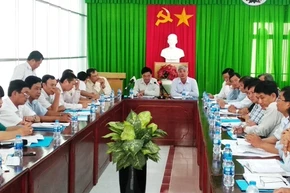 Tỉnh Vĩnh Long họp khẩn về phòng chống dịch tả lợn châu Phi xuất hiện trên địa bàn, sáng 22-5. (Ảnh: BÁ DŨNG)