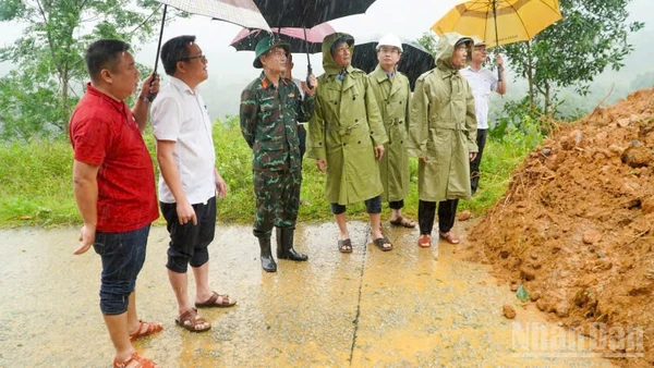Đoàn công tác của thành phố Đà Nẵng do Chủ tịch Ủy ban nhân dân thành phố Phạm Đức Ấn làm trưởng đoàn đã đi kiểm tra thực tế sạt lở tại xã Sơn Cẩm Hà.