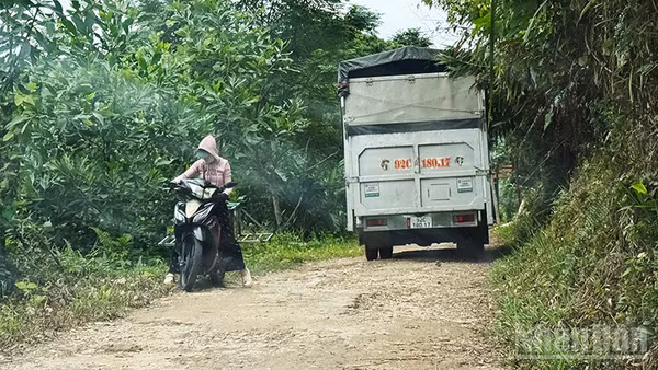 Tuyến đường vào làng dân tộc Cor ở xã Phú Ninh, thành phố Đà Nẵng đã xuống cấp nghiêm trọng.