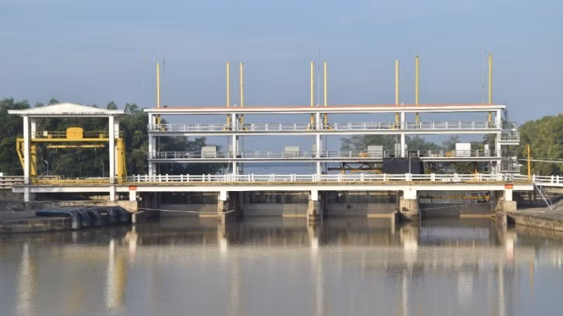 Cống Xuân Hòa, xã Xuân Hòa, huyện Chợ Gạo (Tiền Giang) điều phối cung cấp nguồn nước ngọt cho Dự án Ngọt hóa Gò Công. (Ảnh minh họa NGUYỄN SỰ)