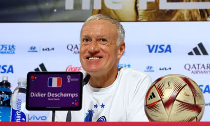 Huấn luyện viên Didier Deschamps trong buổi họp báo trước trận chung kết với Argentina. (Ảnh: Reuters)
