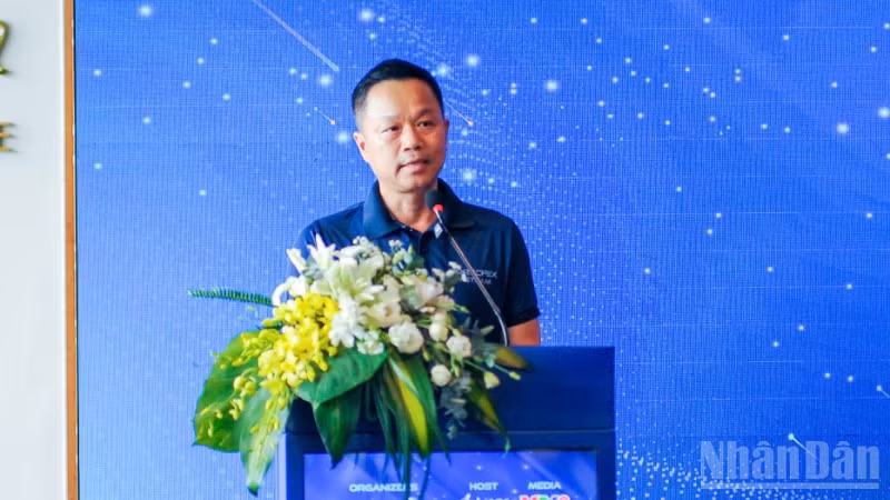 Ông Nguyễn Đức Quỳnh, người sáng lập và Chủ tịch HORECFEX Việt Nam phát biểu tại buổi họp báo.