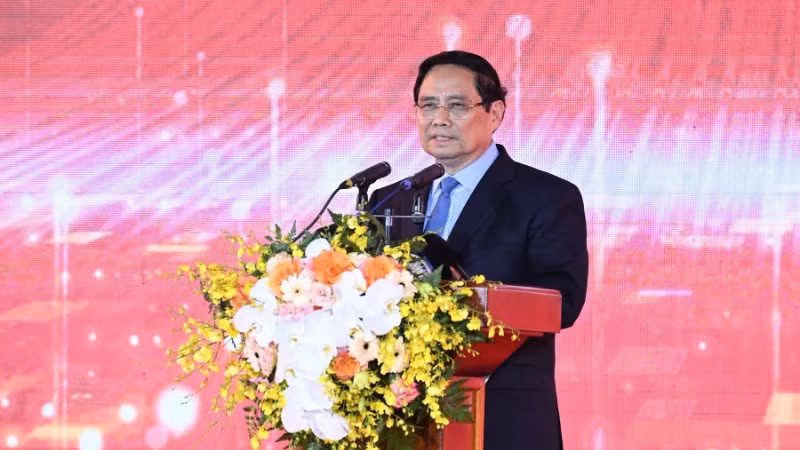 Thủ tướng Chính phủ Phạm Minh Chính phát biểu ý kiến tại buổi lễ. (Ảnh: TRẦN HẢI)