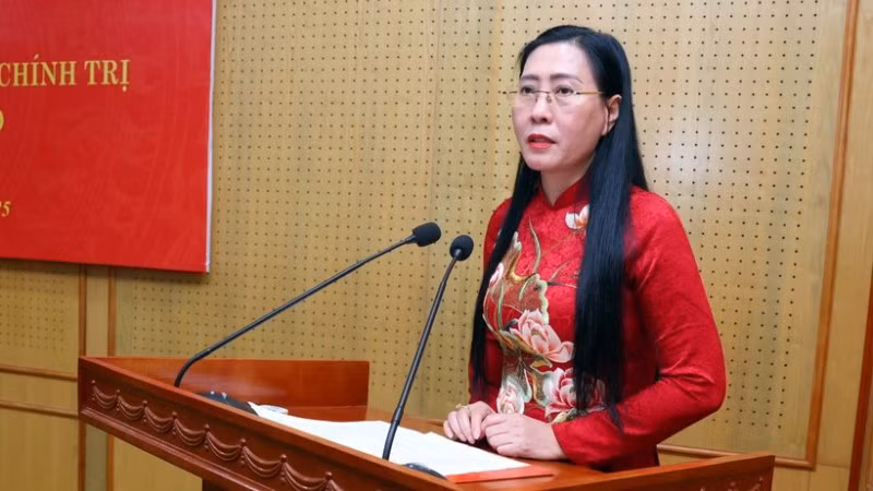Phó Trưởng ban Tổ chức Trung ương Bùi Thị Quỳnh Vân phát biểu. (Ảnh: Phạm Kiên/TTXVN)