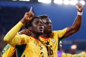 Các tuyển thủ Ghana ăn mừng bàn thắng duy nhất của trận đấu. (Ảnh: FIFA)
