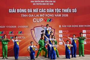 Khai mạc Giải bóng đá nữ các dân tộc thiểu số tỉnh Gia Lai mở rộng năm 2026 - Cúp VTV5. (Ảnh: Quốc Khánh)