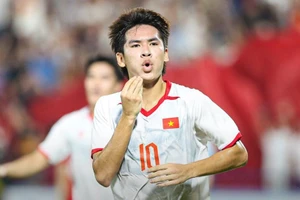 Lê Văn Thuận ghi bàn thắng duy nhất ấn định chiến thắng cho U23 Việt Nam. (Ảnh: VFF)