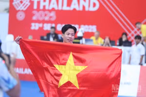 Khuất Hải Nam vượt qua vận động viên chủ nhà Thái Lan để mang về Huy chương Vàng. (Ảnh: HOÀNG MINH)