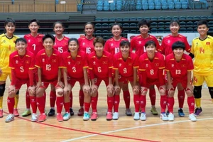 Các nữ tuyển thủ futsal Việt Nam tham dự trận đấu giao hữu. (Ảnh: VFF)