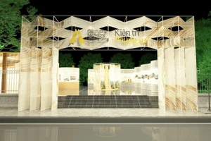 Phối cảnh cổng chào Triển lãm Hành động vì Cộng đồng 2025. 