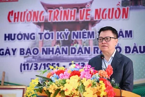 Đồng chí Lê Quốc Minh, Ủy viên Trung ương Đảng, Tổng Biên tập Báo Nhân Dân, Phó Trưởng Ban Tuyên giáo và Dân vận Trung ương, Chủ tịch Hội Nhà báo Việt Nam phát biểu tại chương trình.