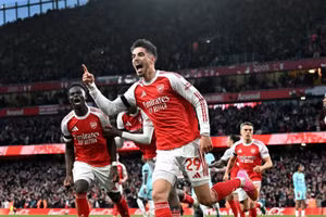 Kai Havertz ăn mừng bàn thắng mở tỷ số cho Arsenal. (Ảnh: Arsenal)