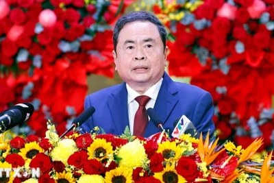 Chủ tịch Quốc hội Trần Thanh Mẫn phát biểu chỉ đạo Đại hội. (Ảnh: TTXVN)