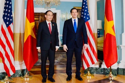 Bộ trưởng Ngoại giao Lê Hoài Trung hội đàm với Ngoại trưởng Hoa Kỳ Marco Rubio. (Ảnh: Bộ Ngoại giao)