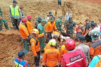 Chính quyền Indonesia cho biết các vụ lở đất do mưa lớn gây ra tại hai khu vực thuộc tỉnh Trung Java vào tuần trước đã làm ít nhất 18 người thiệt mạng. (Ảnh: THX/TTXVN)