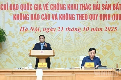 Thủ tướng Phạm Minh Chính chủ trì Phiên họp lần thứ 18 của Ban Chỉ đạo Quốc gia về IUU. (Ảnh: TRẦN HẢI)