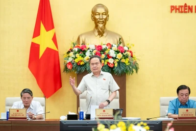 Chủ tịch Quốc hội Trần Thanh Mẫn phát biểu tại phiên họp. (Ảnh ĐĂNG ANH)