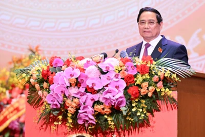 Thủ tướng Phạm Minh Chính trình bày diễn văn kỷ niệm 80 năm thành lập Chính phủ. (Ảnh: TRẦN HẢI)