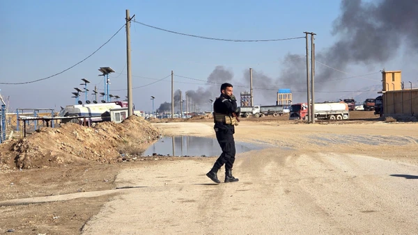 Lực lượng an ninh Syria được triển khai tại tỉnh Hasakah, ngày 21/1/2026. (Ảnh: THX/TTXVN)