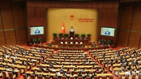 Quang cảnh phiên họp ở hội trường tại Kỳ họp thứ 9, Quốc hội khóa XV. (Ảnh: DUY LINH)