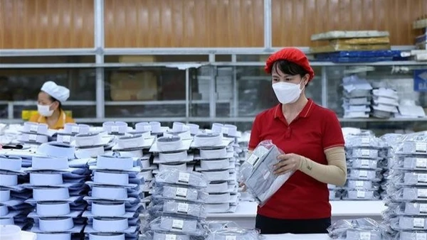 Sản phẩm may của Công ty may Thái An, Hải Phòng. (Ảnh: Tuấn Anh - TTXVN)