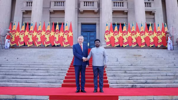 Tổng thống Sri Lanka Anura Kumara Dissanayake chủ trì Lễ đón Tổng Bí thư, Chủ tịch nước Tô Lâm, ngày 8/5/2026. (Ảnh: Thống Nhất/TTXVN)