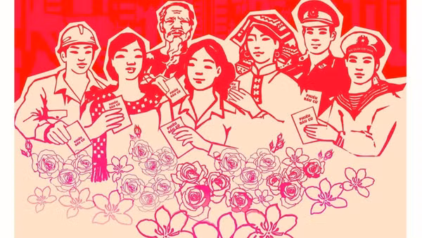 Tranh phục vụ tuyên truyền bầu cử Quốc hội khóa XVI.