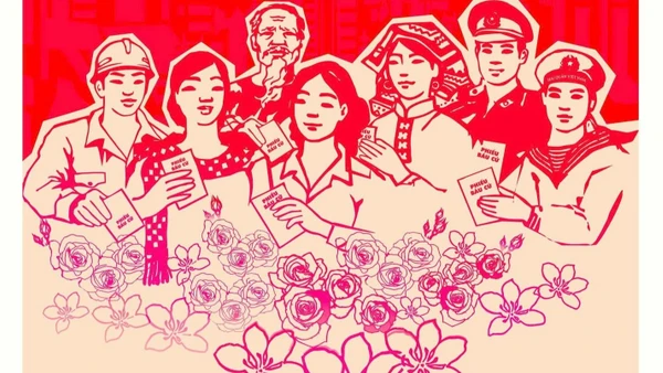 Tranh phục vụ tuyên truyền bầu cử Quốc hội khóa XVI.