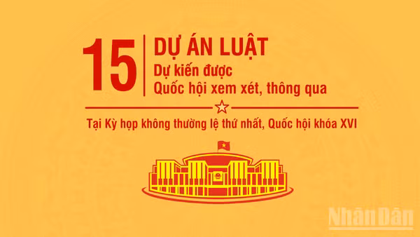 [Infographic] 15 dự án luật dự kiến được xem xét, thông qua tại Kỳ họp không thường lệ thứ nhất, Quốc hội khóa XVI